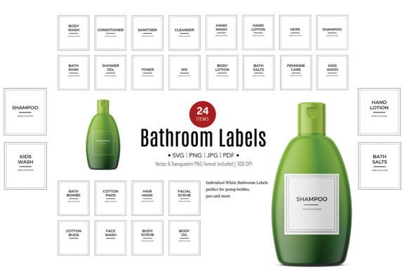 Download Bathroom Labels &amp; Shower Bottle Tags - Shower Collection