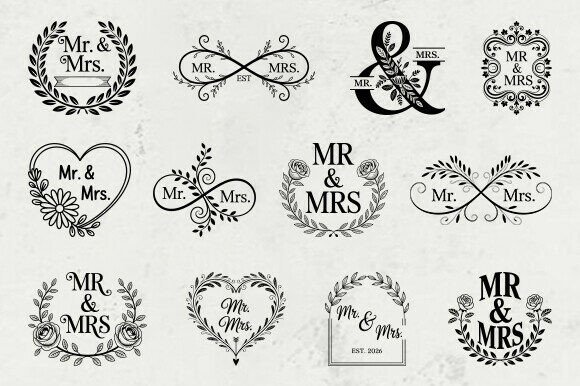 Download Mr and Mrs Wedding Monogram SVG Bundle - Wedding Collection