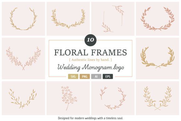 Download Hand Drawn Floral Wedding Monogram Frame - Wedding Collection