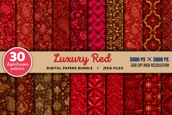 Download Luxury Red Digital Paper Red Bundle - Luxury Collection