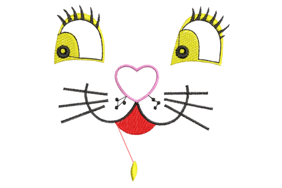 Download Cute Cartoon Cat Face Embroidery Design - Car Collection