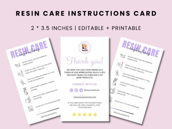Download Editable Resin Care Card Template - Car Collection